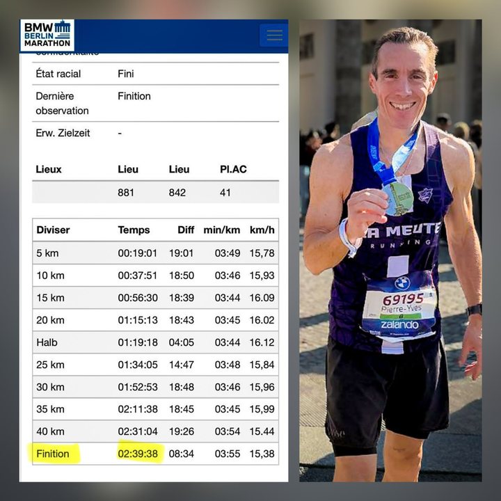 Pierre-Yves Martin après le BMW Berlin Marathon — 2 h 39 min 38 s